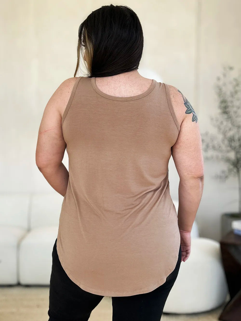 Basic Bae Full Size Round Neck Curved Hem Tank - Lilixa.store
