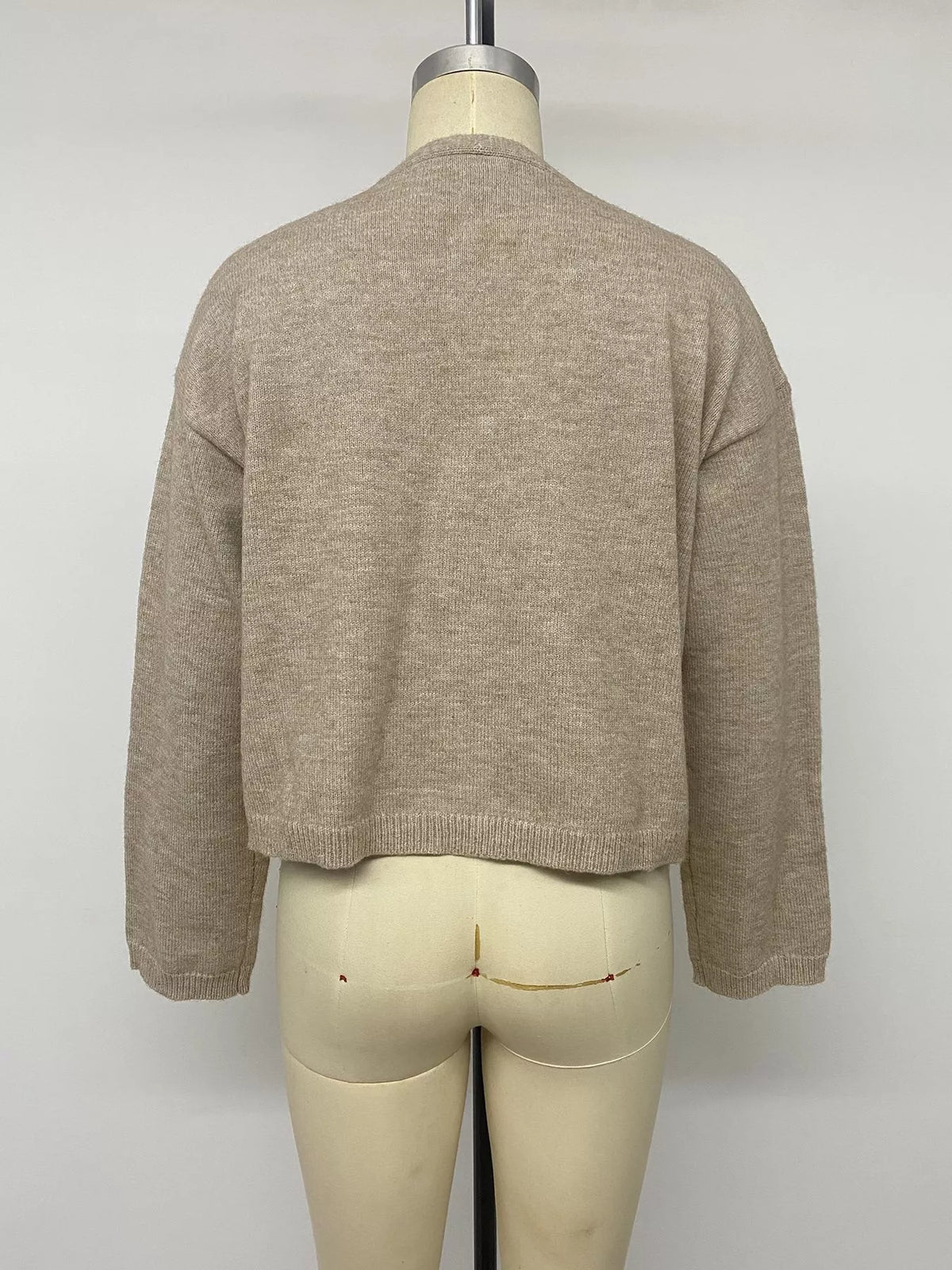 Open-Front Knit Cardigan in Khaki, view 12