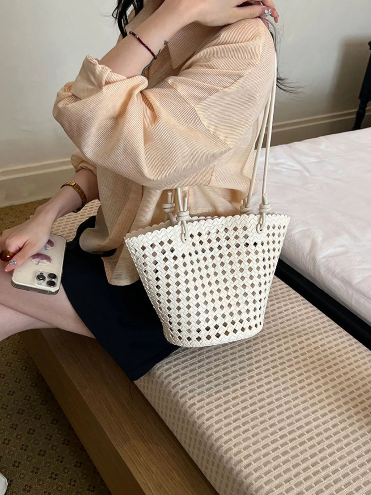 Woven Leather Shoulder Bag - Lilixa.store