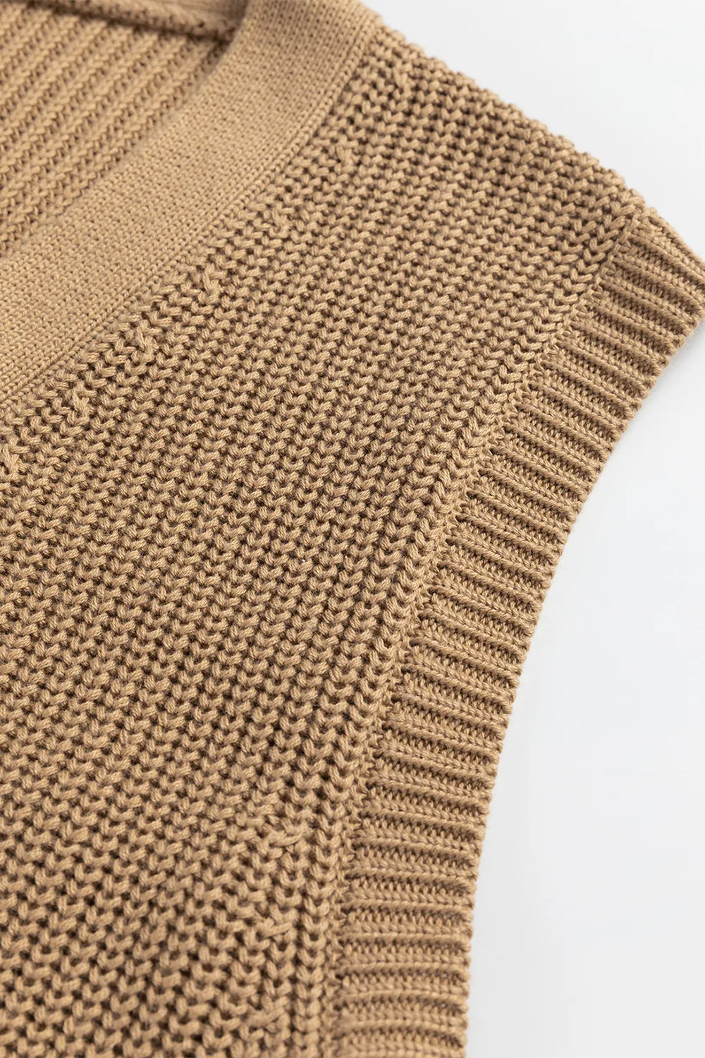 Button Up V-Neck Sweater Vest in Camel, view 8
