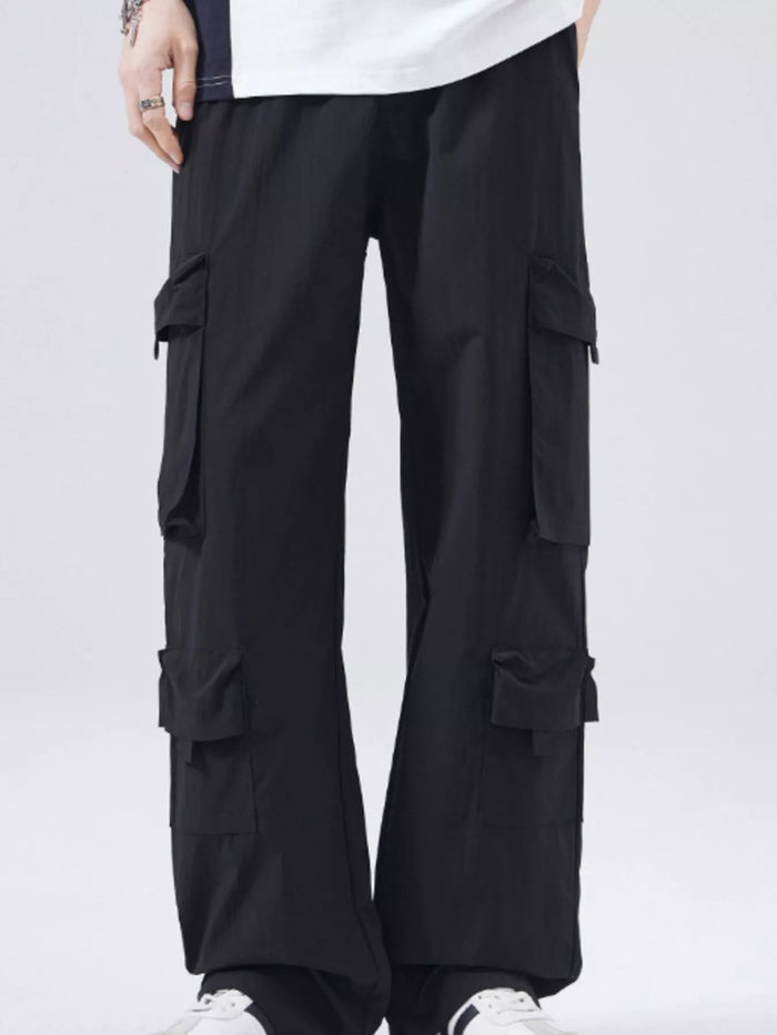 Men's Full Size Wide Leg Cargo Pants Plus Size in Black