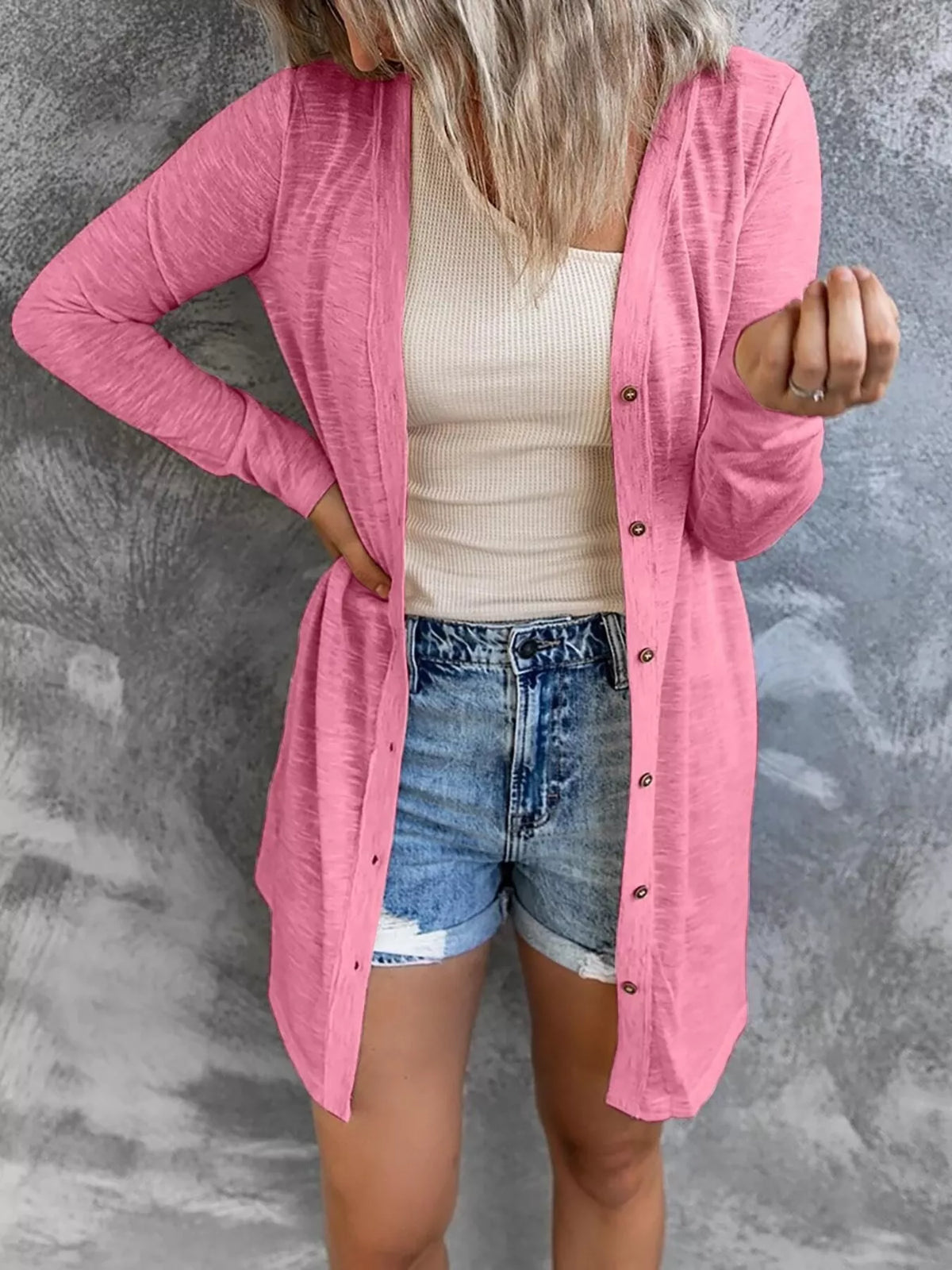Full Size Lightweight Button-Up Cardigan Plus Size - Lilixa.store