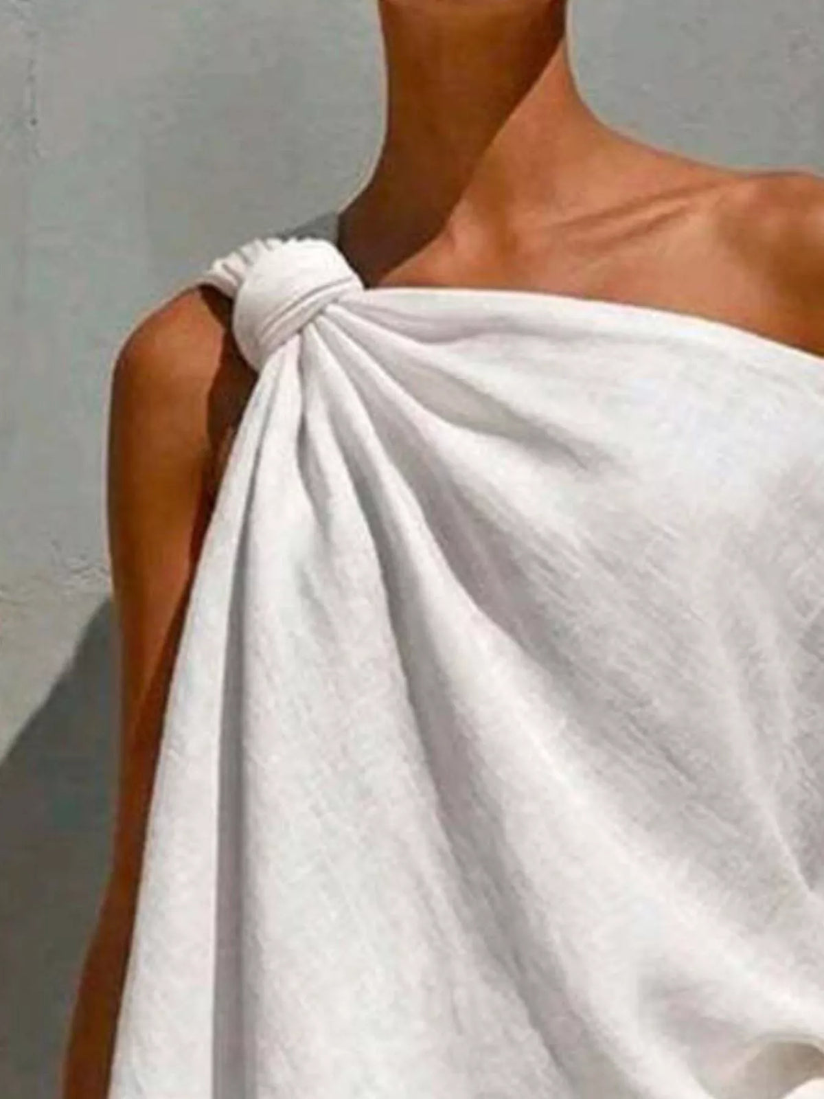 Full Size One-Shoulder Knot Detail Blouse Plus Size