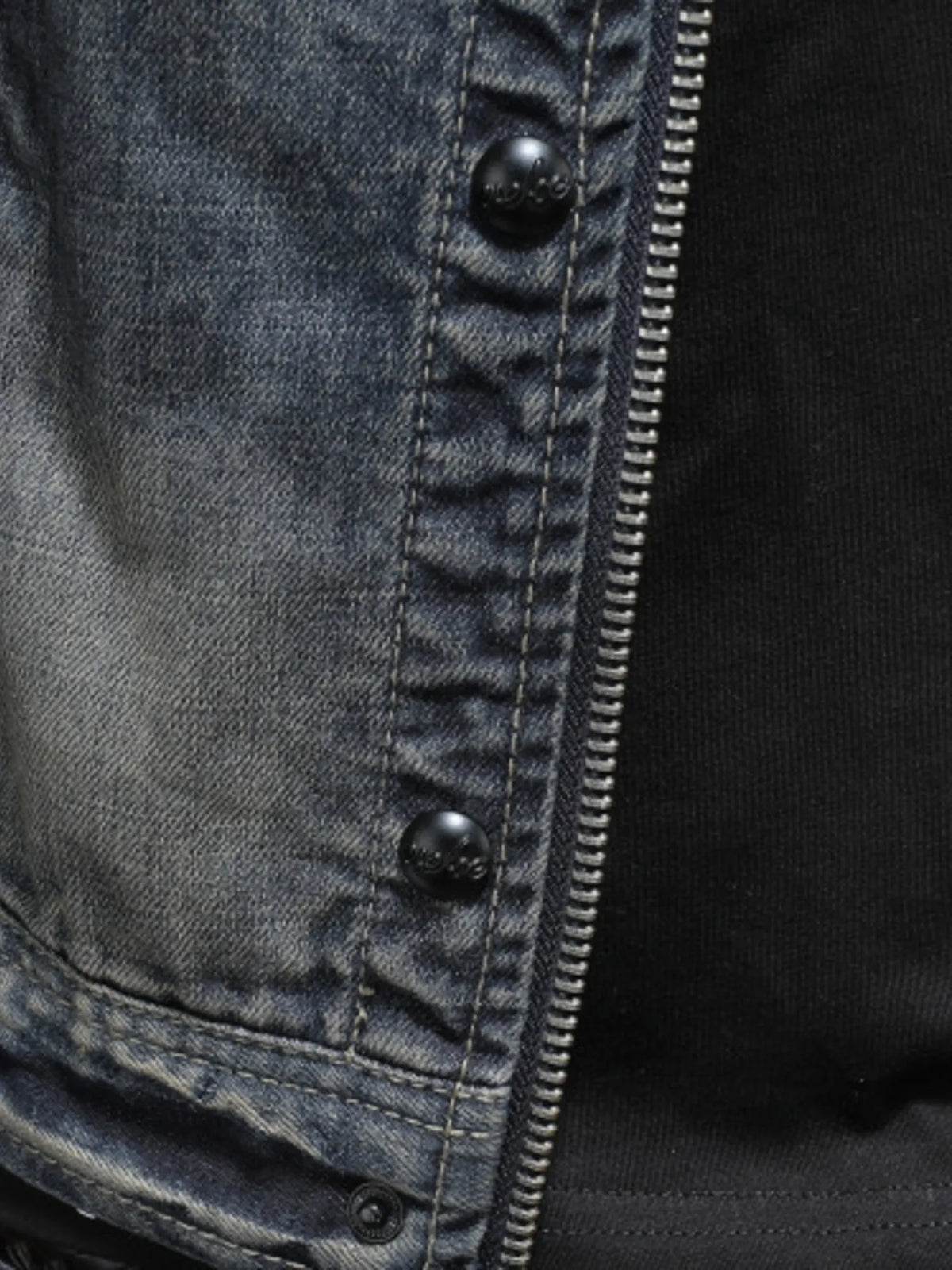 Men's Plus Size Washed Zip Up Denim Jacket with Chest Pockets - Lilixa.store