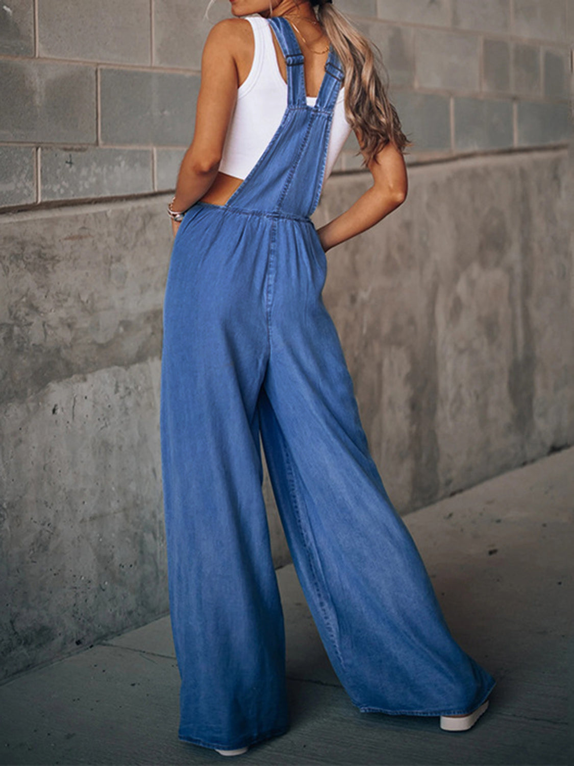 Wide Leg Denim Overalls - Lilixa.store
