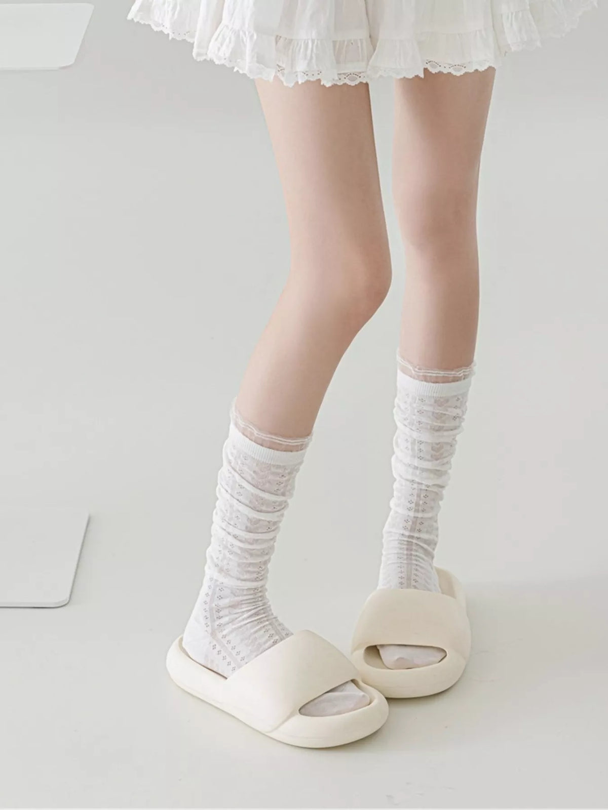 Lace Patterned Mid-Calf Socks - Lilixa.store