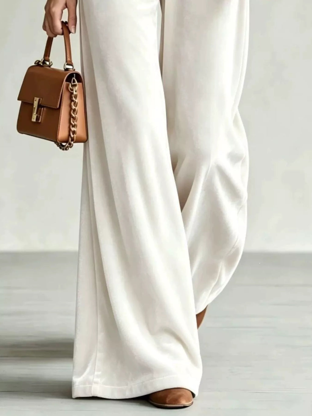 Velvet Wide-Leg Pants with Drawstring - Lilixa.store