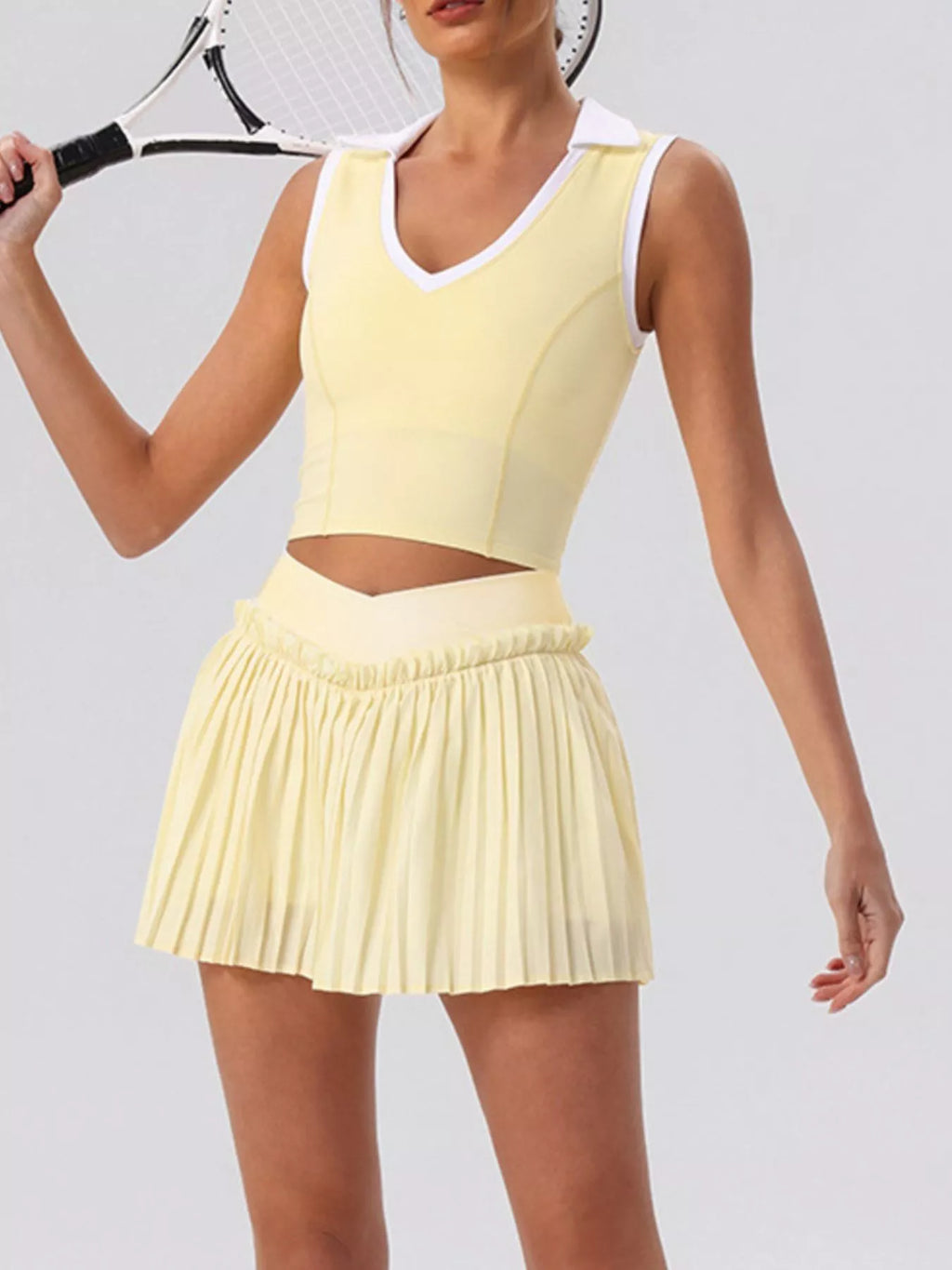 Sleeveless Top and Pleated Skirt Active Set - Lilixa.store