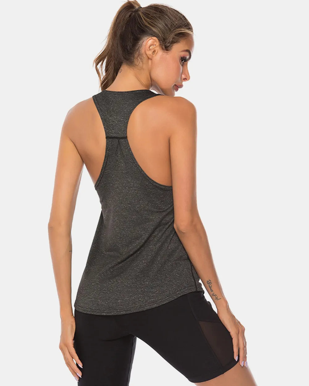 Full Size Scoop Neck Wide Strap Active Tank - Lilixa.store