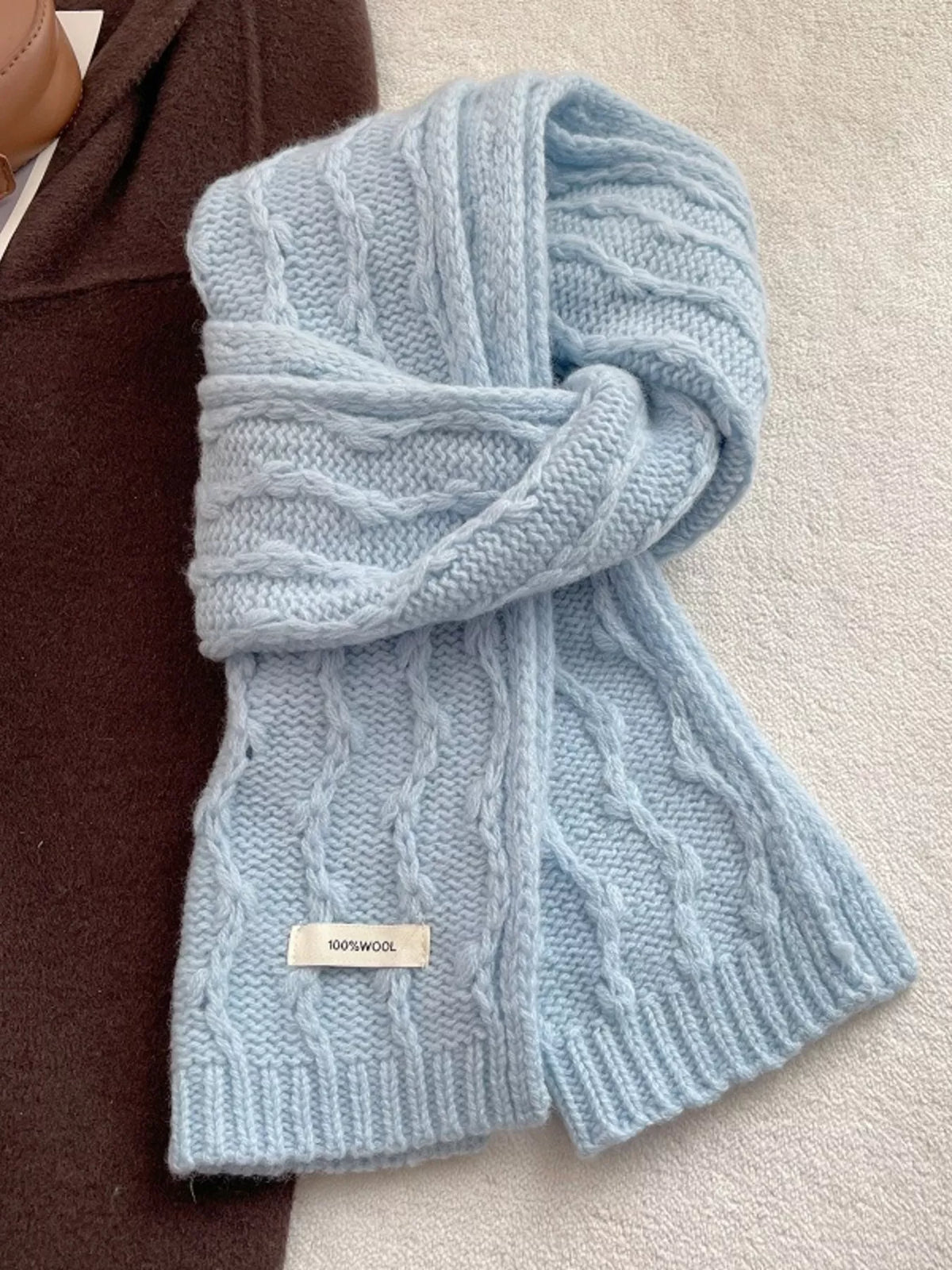Wool Cozy Cable Knit Scarf - Lilixa.store