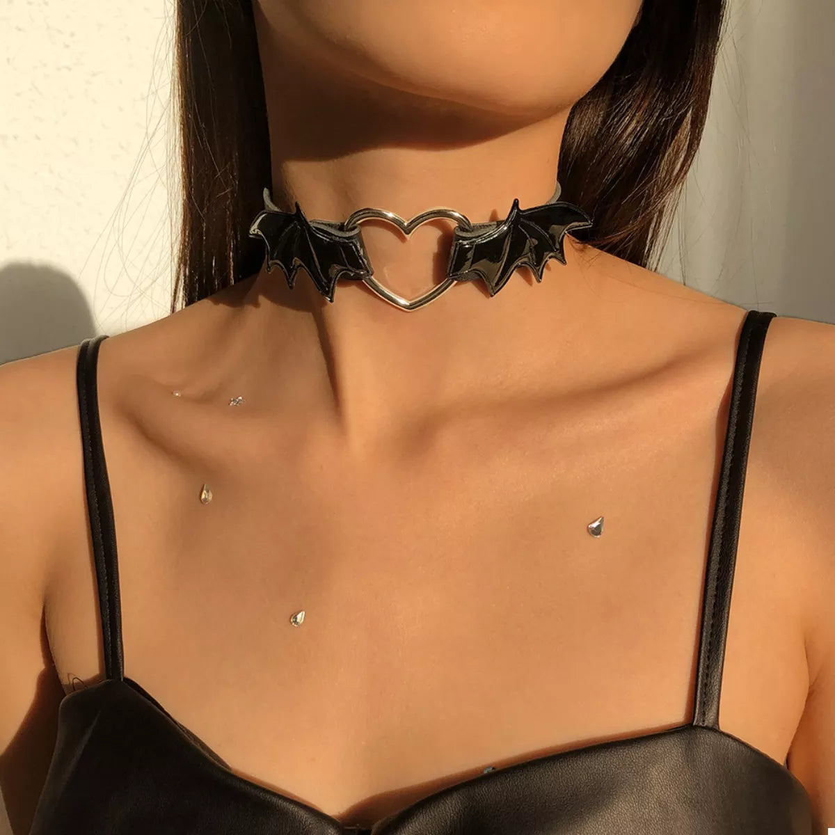 Gothic Bat Wing Heart Choker Necklace - Lilixa.store