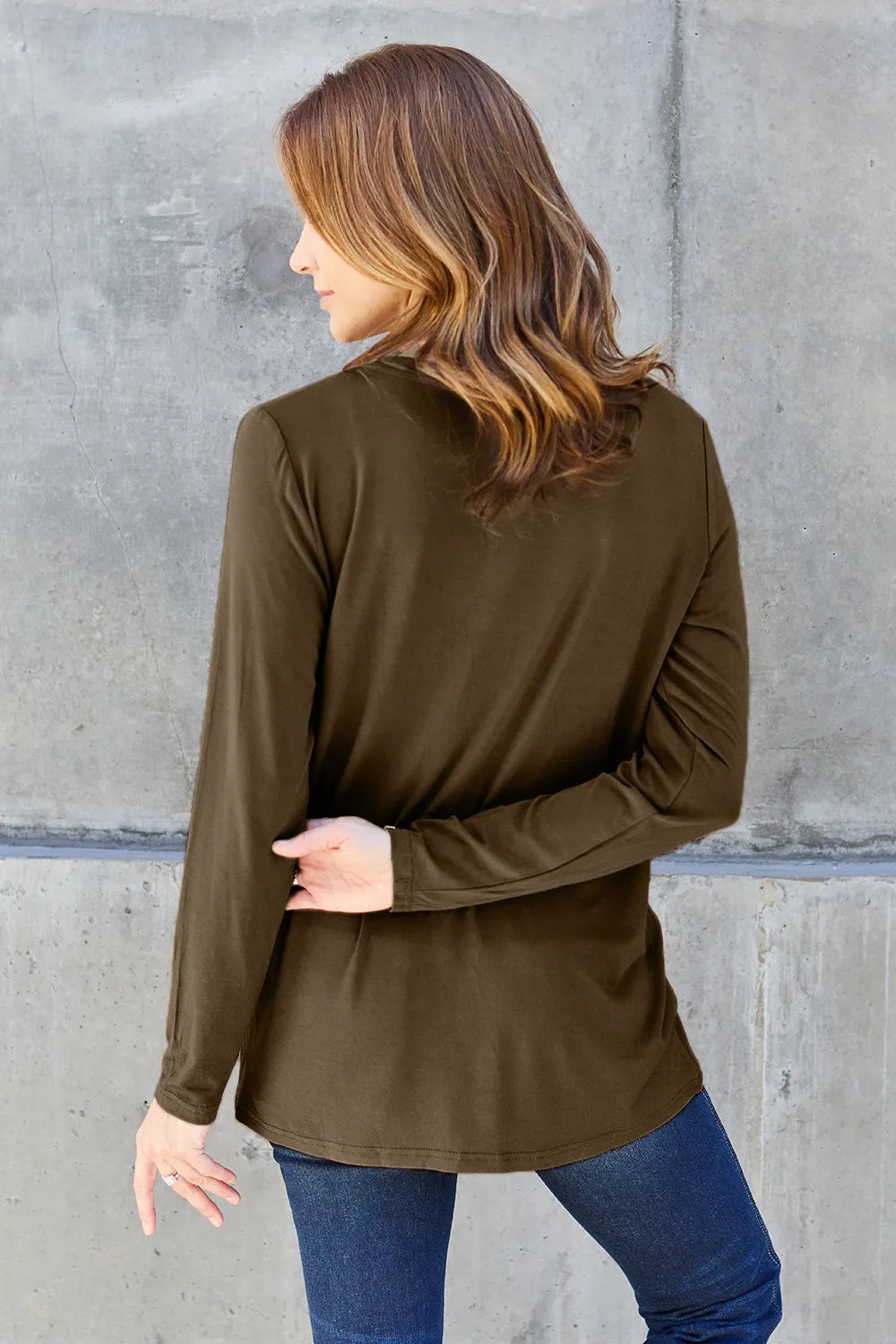 Basic Bae Full Size V-Neck Long Sleeve Top - Lilixa.store