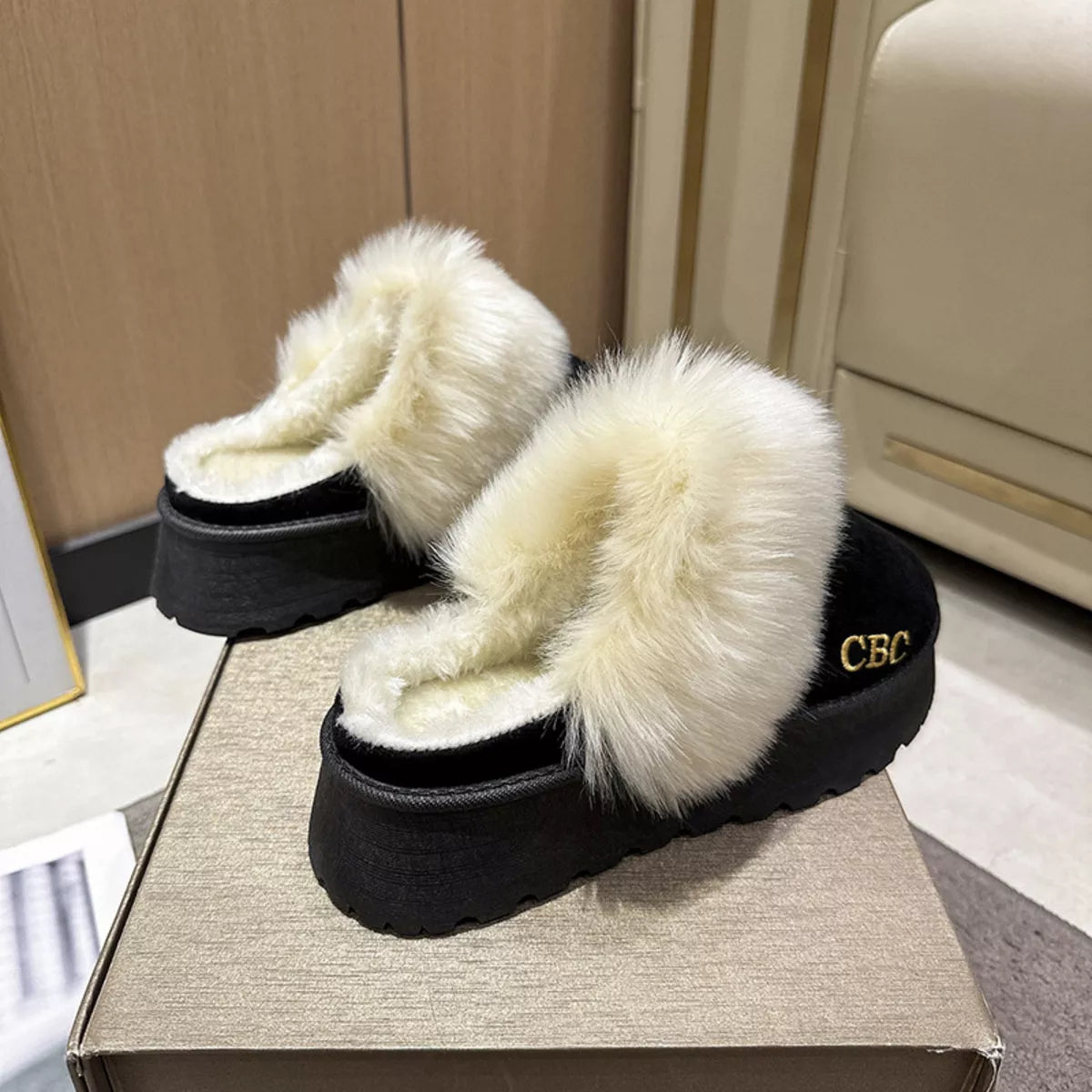 Furry Platform Slippers - Lilixa.store