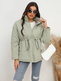Drawstring Waist Zip-Up Puffer Jacket - Lilixa.store