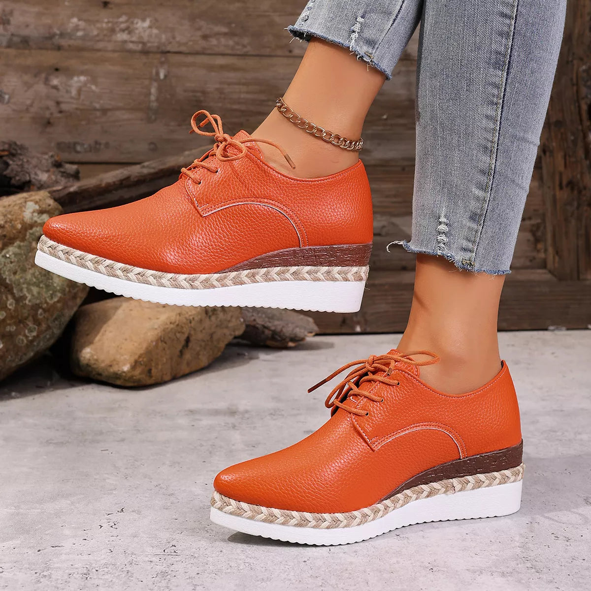 Point Toe Lace Up Sneakers - Lilixa.store