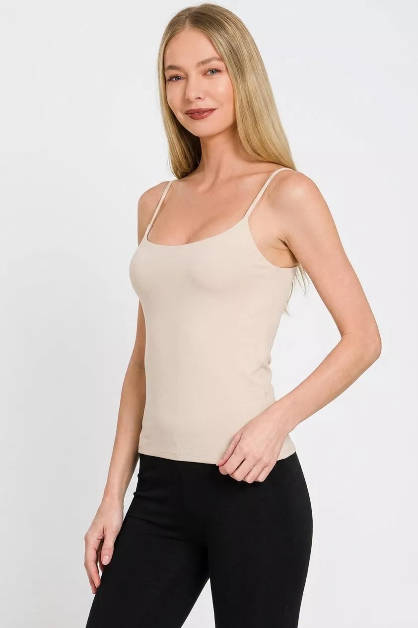 Zenana Double Layered Round Neck Spaghetti Cami - Lilixa.store