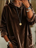 Velvet Front Pockets Hoodie - Lilixa.store