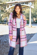 Double Take Full Size Plaid Button Up Lapel Collar Coat - Lilixa.store