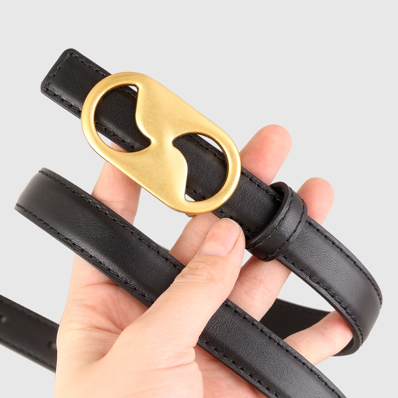 Leather Belt with Golden Buckle - Lilixa.store