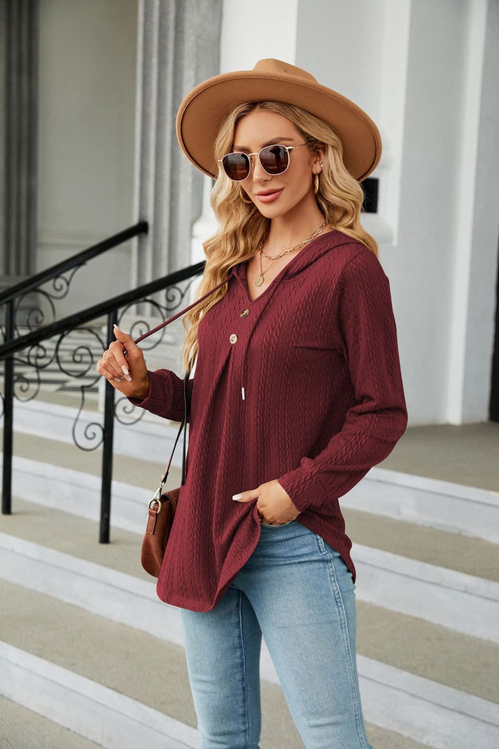 Long Sleeve Hooded Blouse, view 11