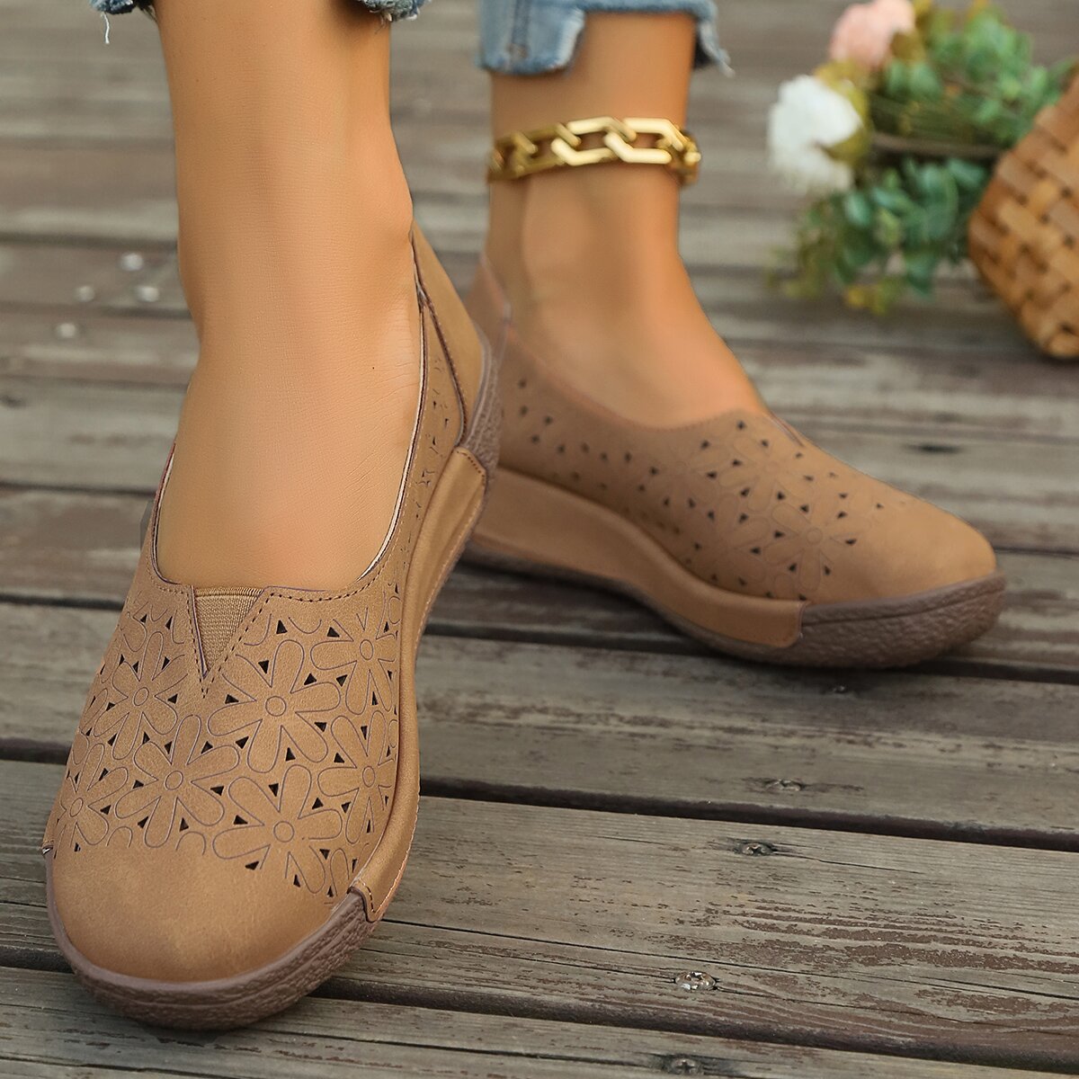 Hollow-Out Casual Loafers, view 4
