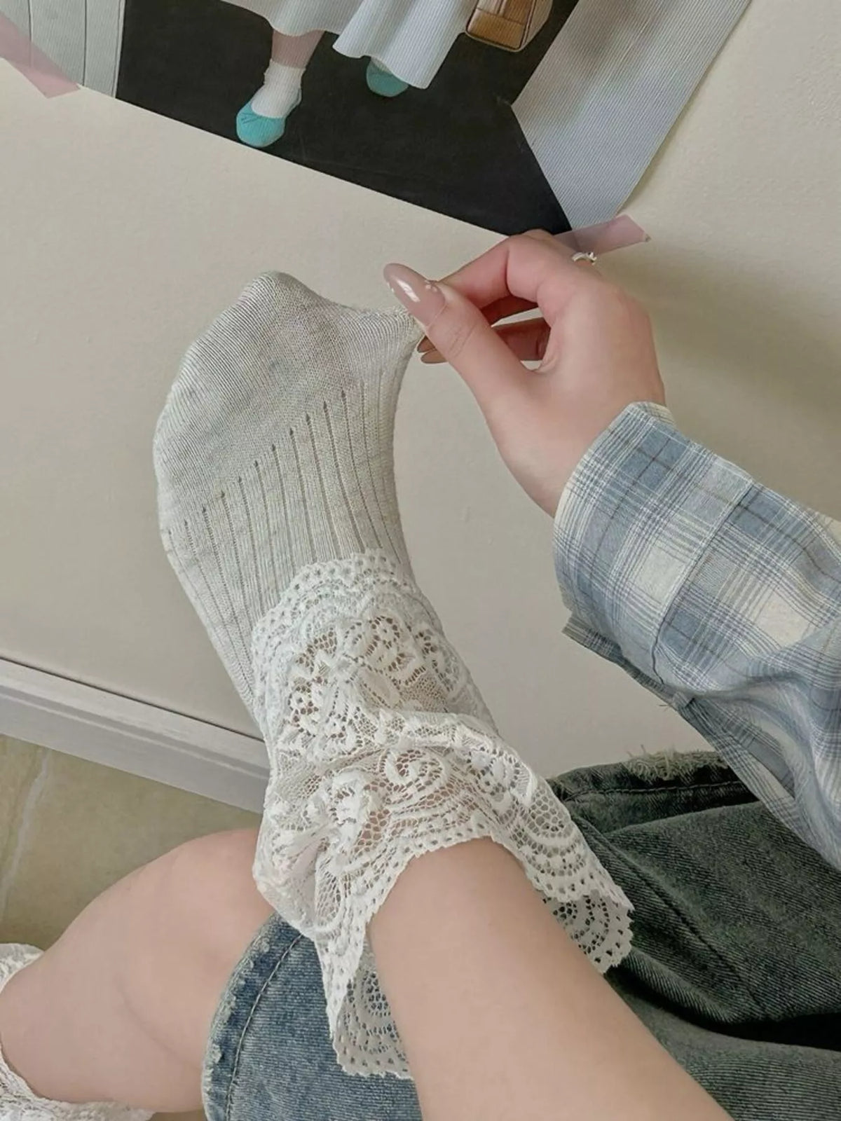 Lace Ankle Socks, view 2