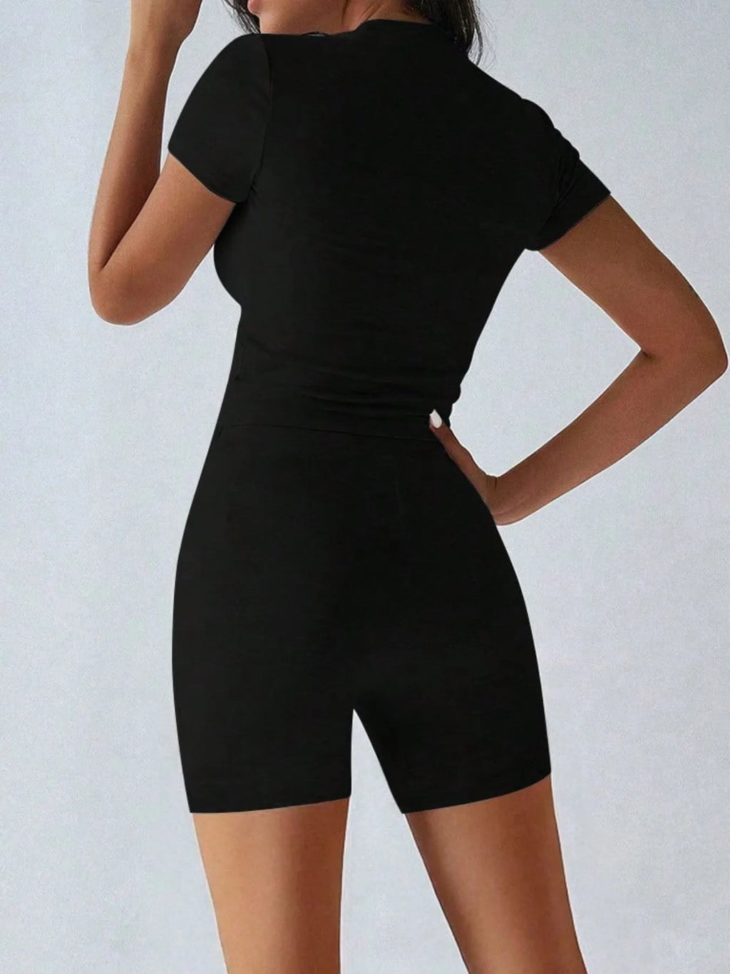 Round Neck Short Sleeve Top and Shorts Set - Lilixa.store
