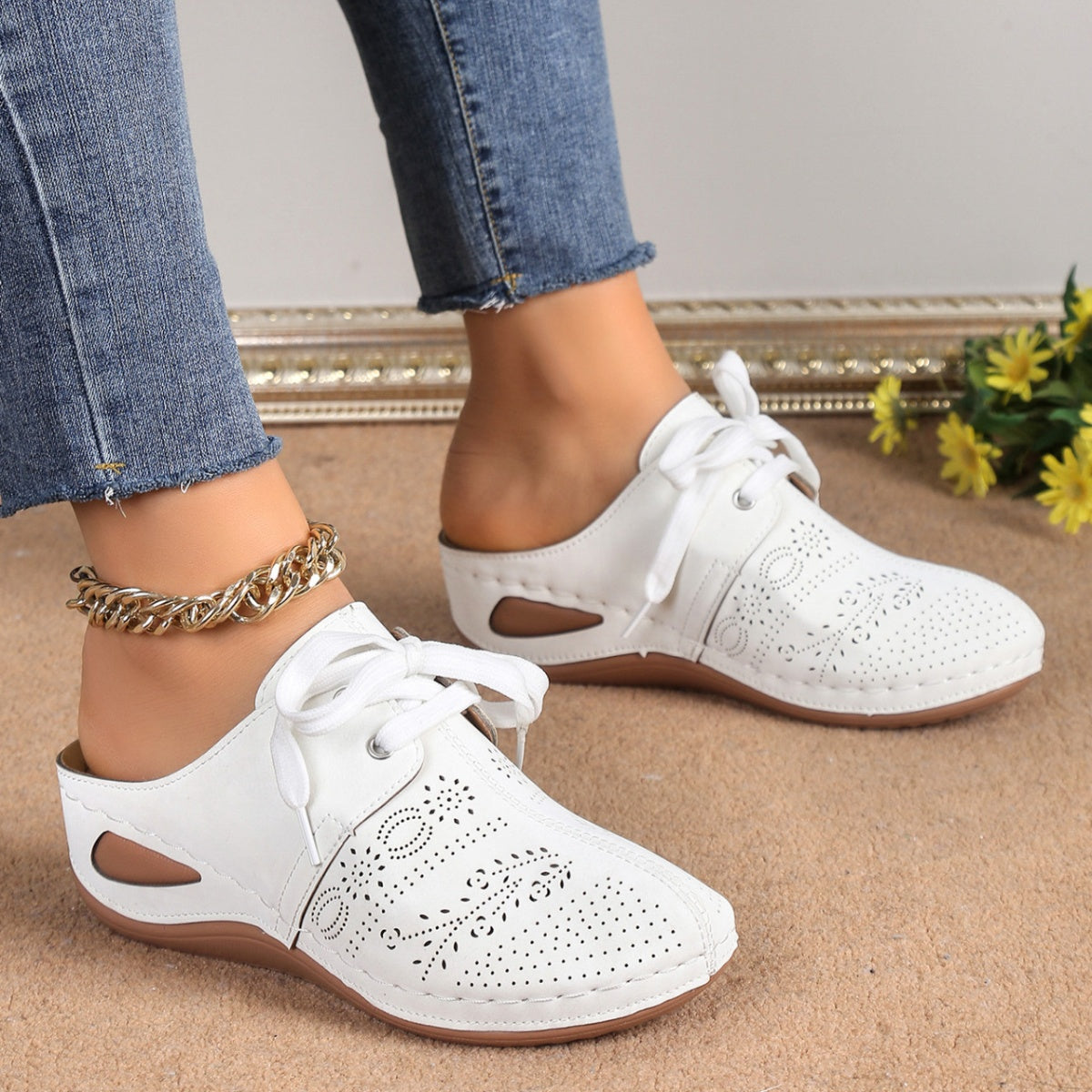 Lace-Up Wedge Slip-Ons, view 4