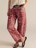 Printed Wide-Leg Jeans - Lilixa.store