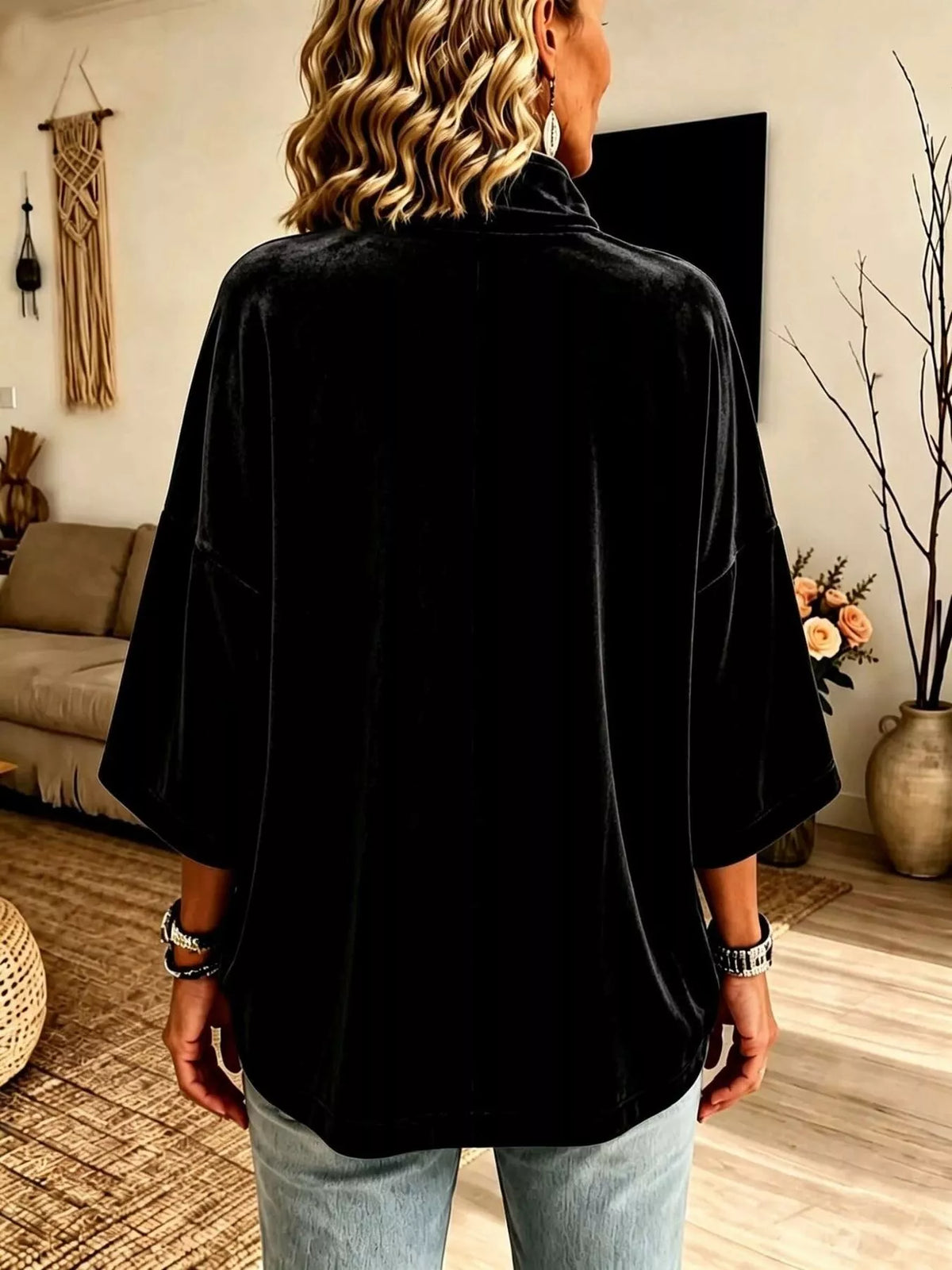 Full Size Velvet Quarter-Zip Sweatshirt Plus Size, view 8