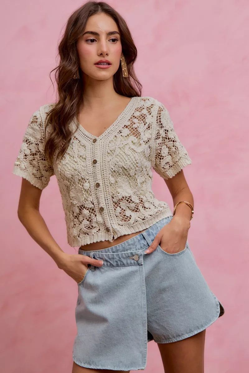 SO ME Washed Denim Wrap Skorts - Lilixa.store