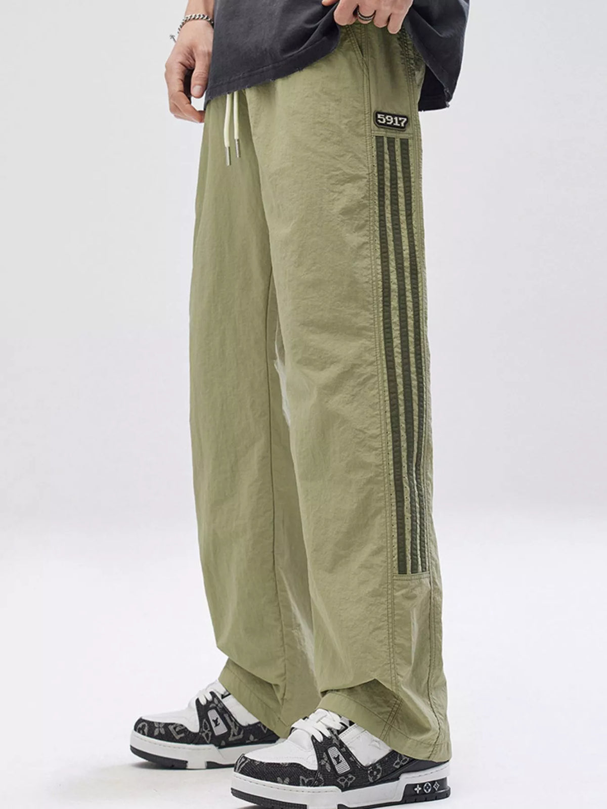 Men's Full Size Striped Wide Leg Pants Plus Size, view 6
