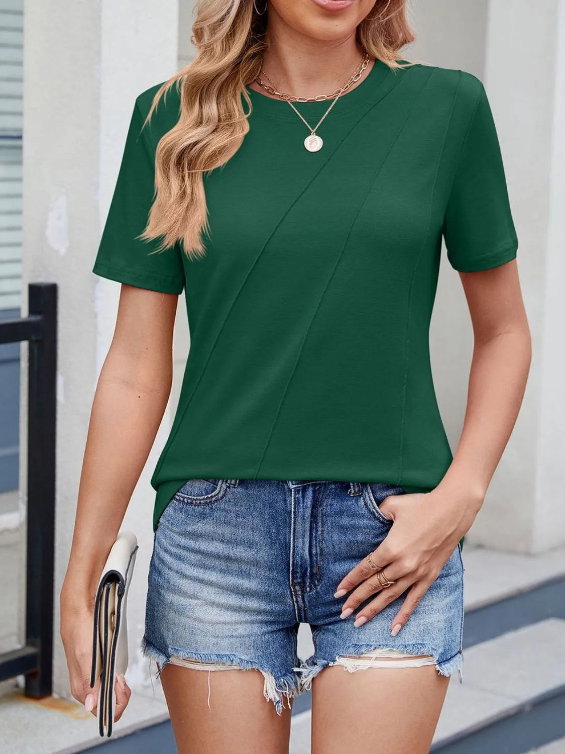 Round Neck Short Sleeve T-Shirt - Lilixa.store