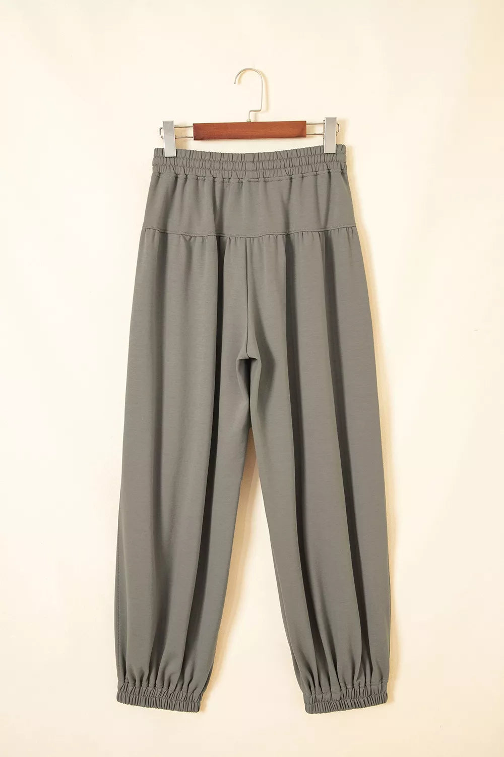 Elastic Waist Drawstring Wide Leg Full Length Pants