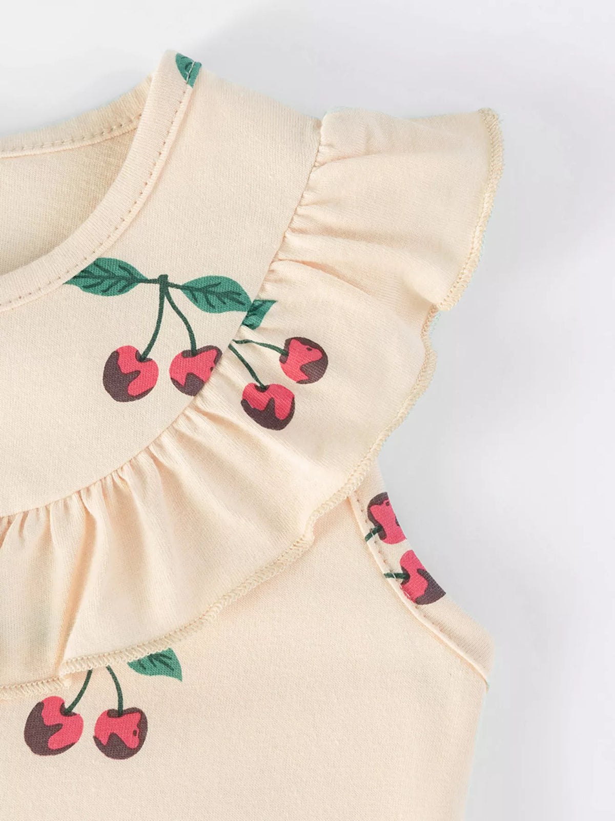 Children's Cherry Print Ruffle Neck Dress - Lilixa.store