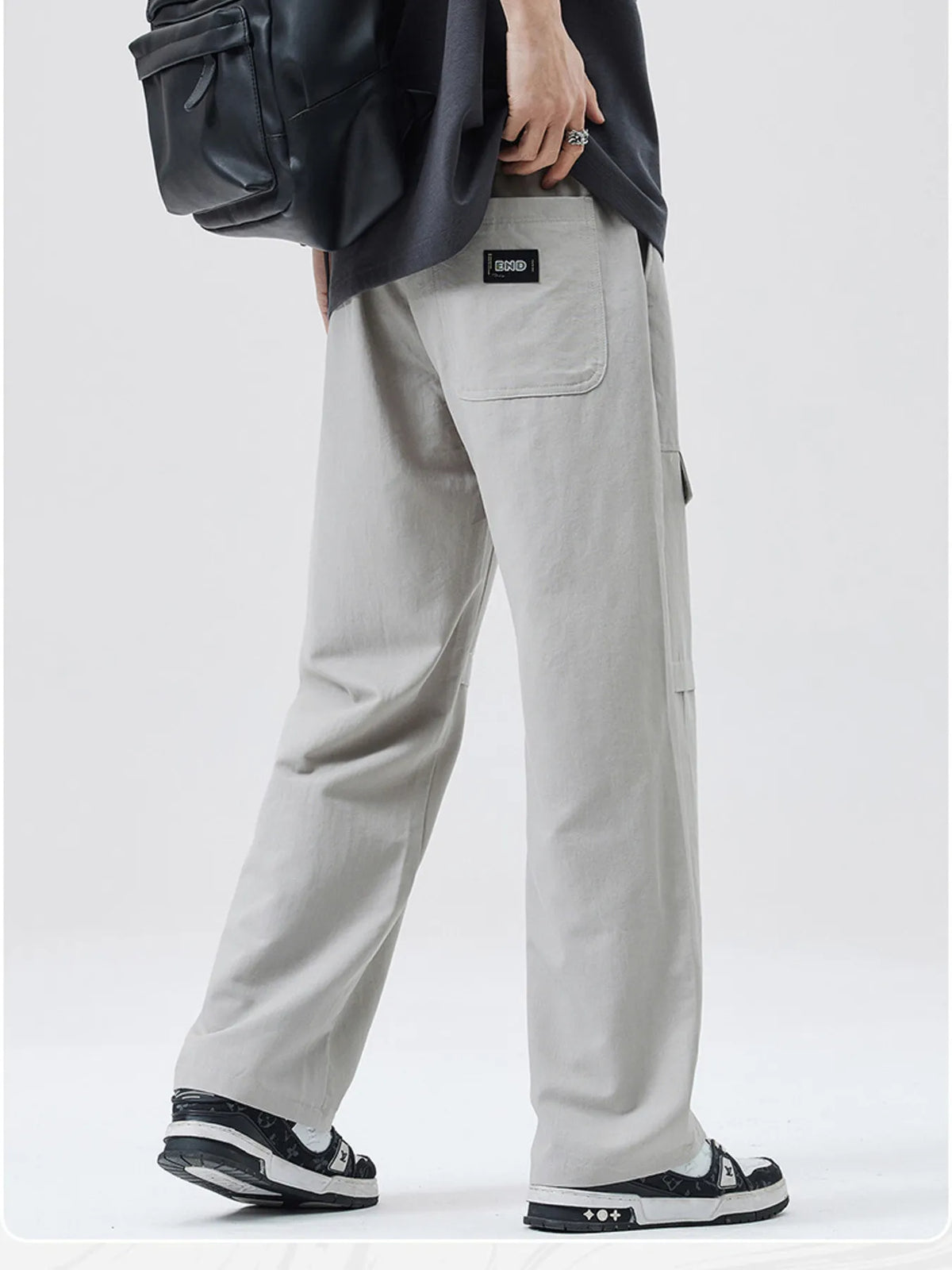 Men's Full Size Drawstring Wide Leg Cargo Pants Plus Size, view 4