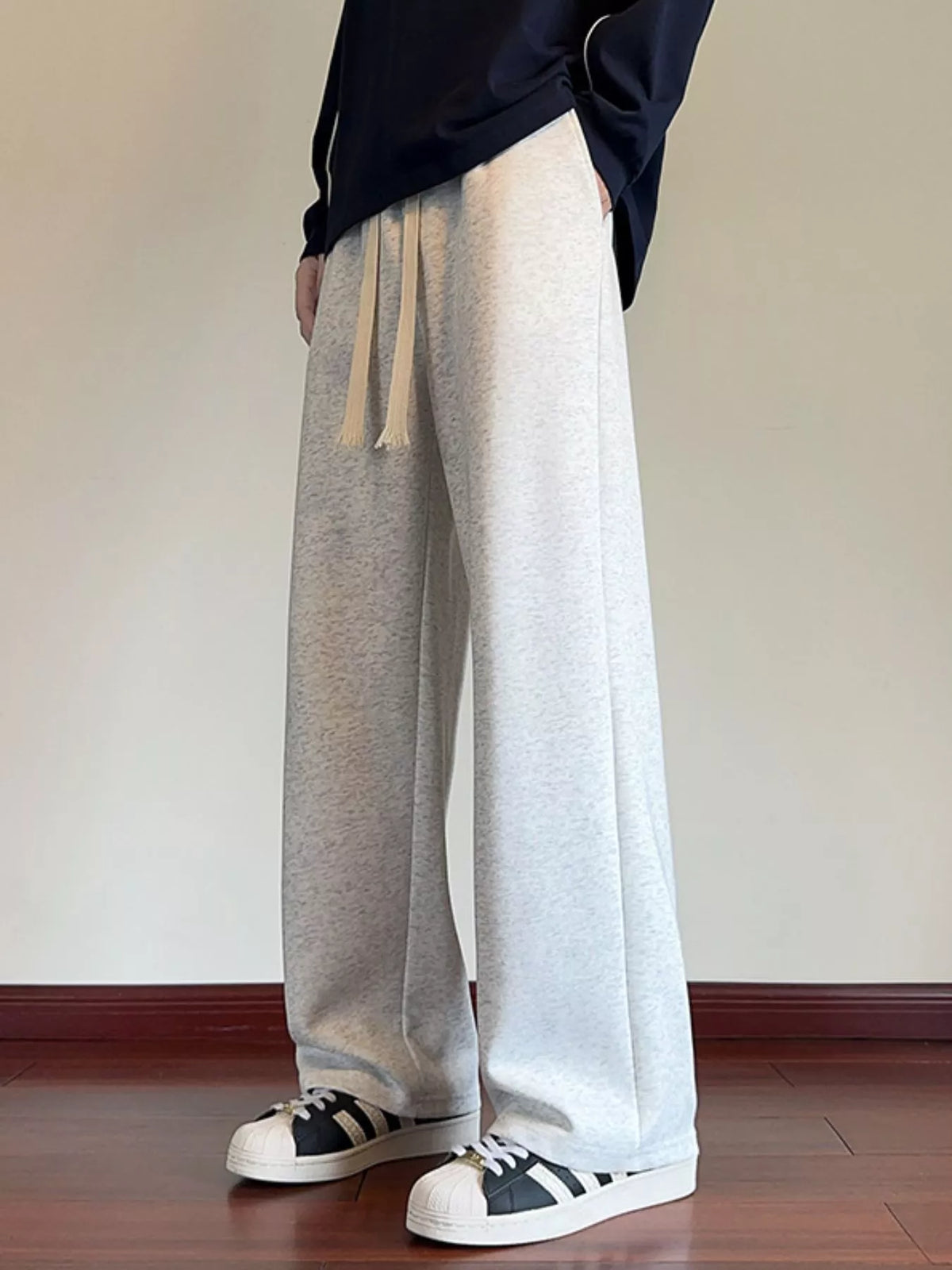 Men's Full Size Wide Leg Pants Plus Size in Flower White