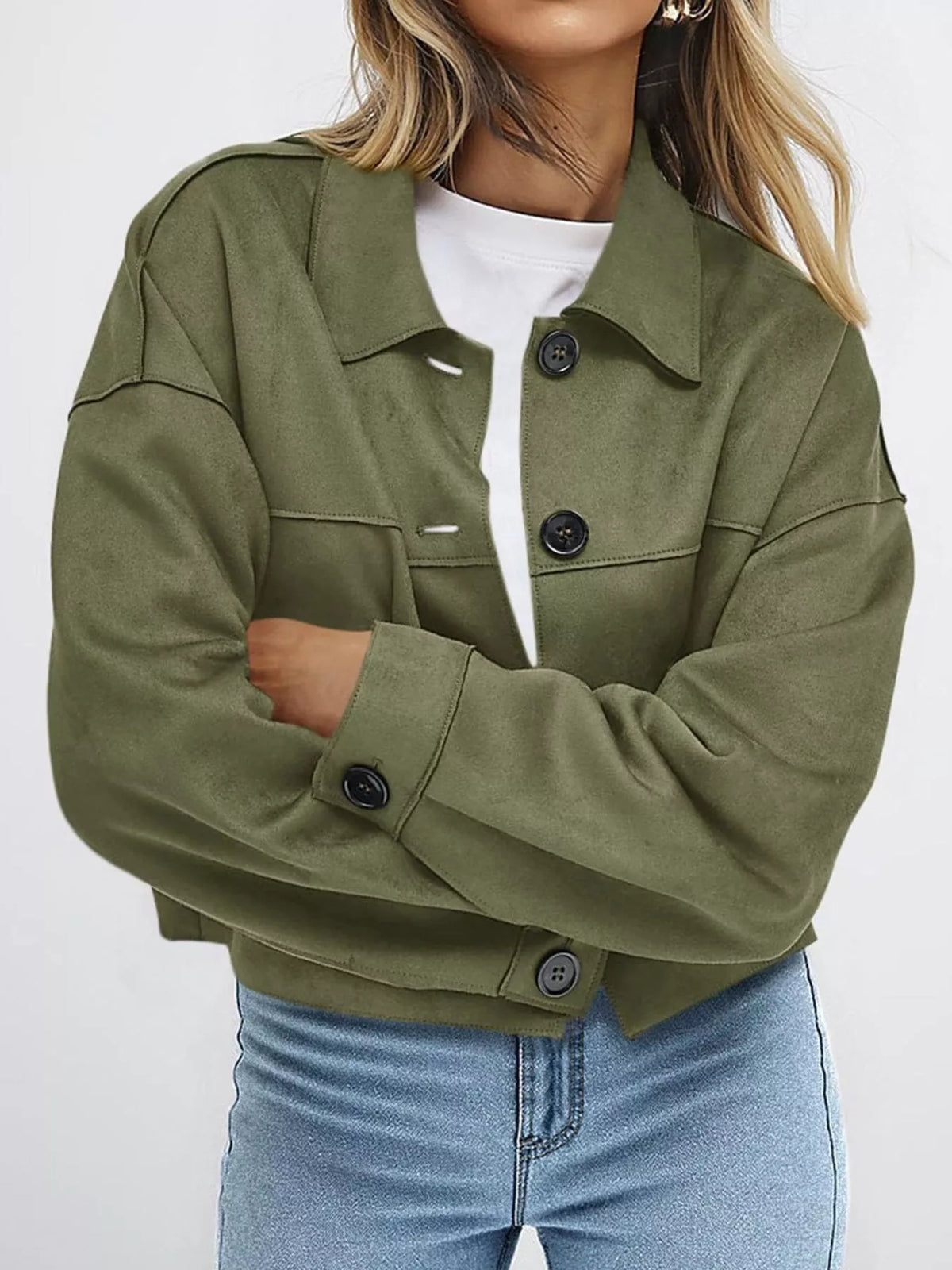 Button-Down Cropped Jacket