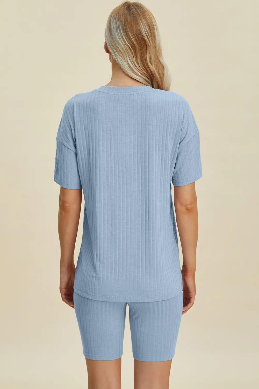 Basic Bae Full Size Ribbed V-Neck Short Sleeve Top and Shorts Set - Lilixa.store