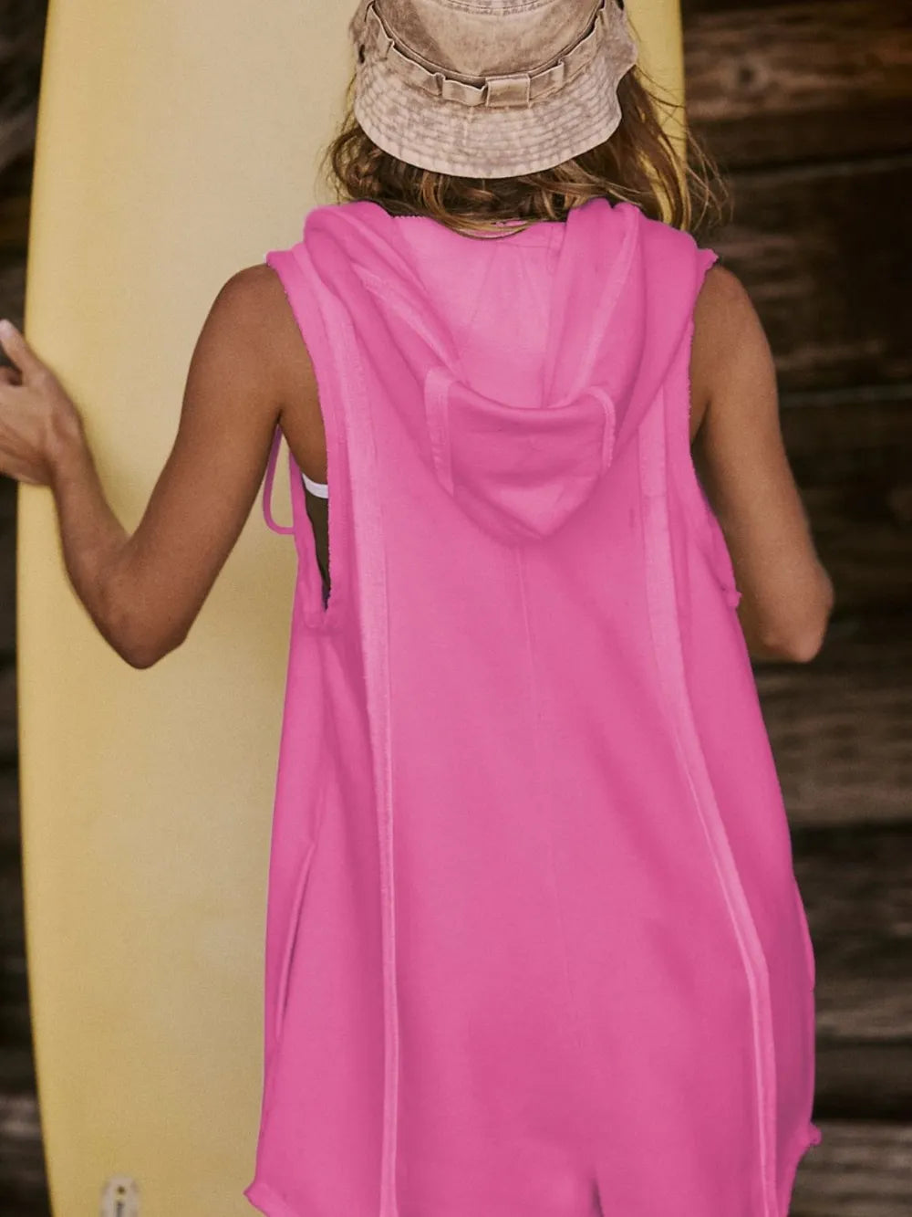 Half Zipped Hooded Sleeveless Romper - Lilixa.store