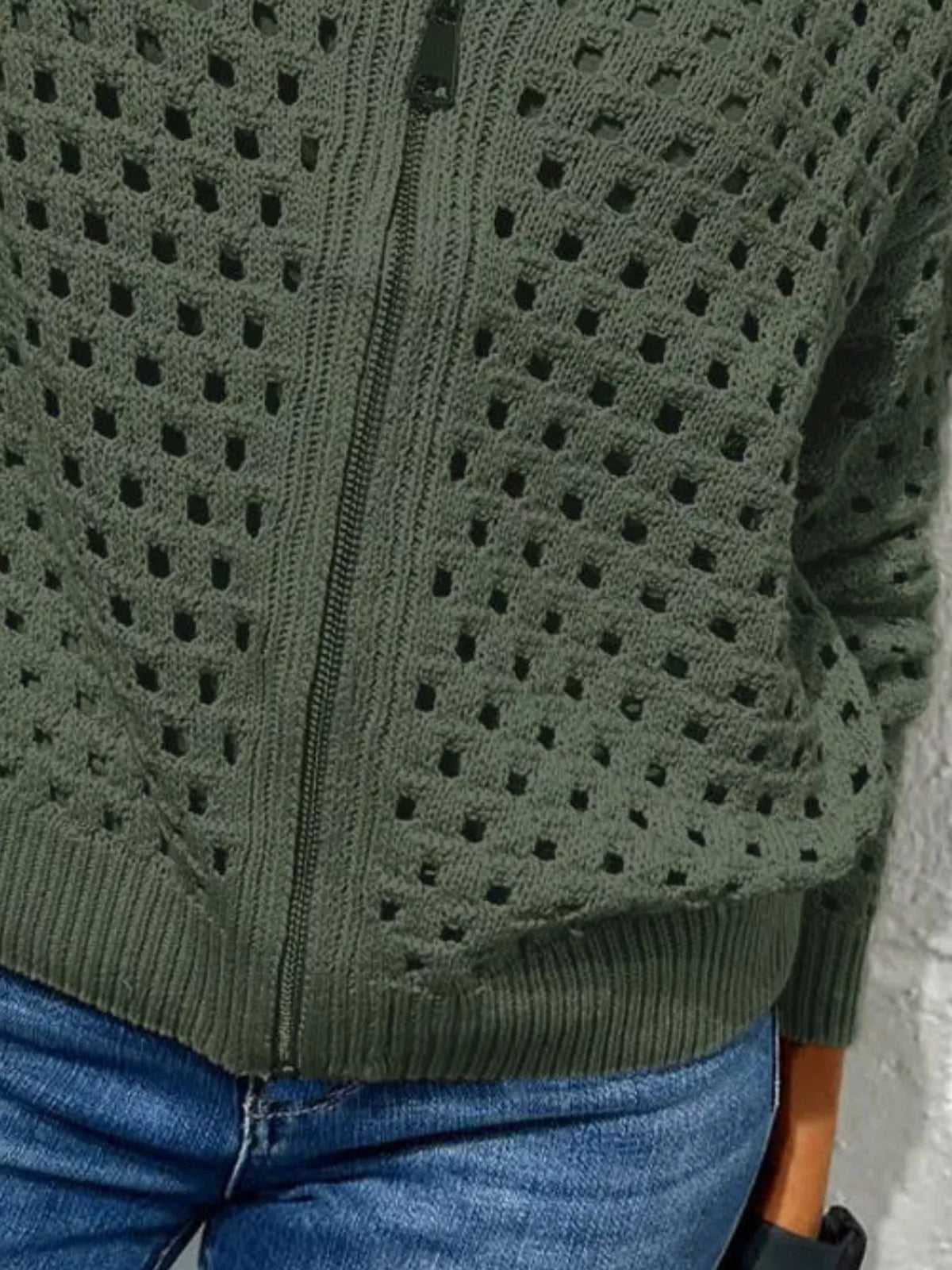 Full Size Crochet Knit Zip-Up Cardigan Plus Size - Lilixa.store