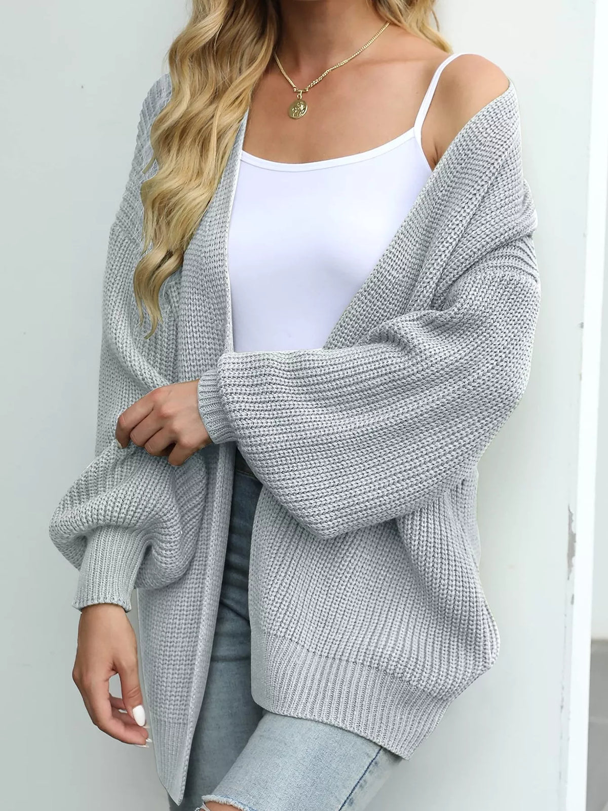 Open-Front Chunky Knit Cardigan - Lilixa.store