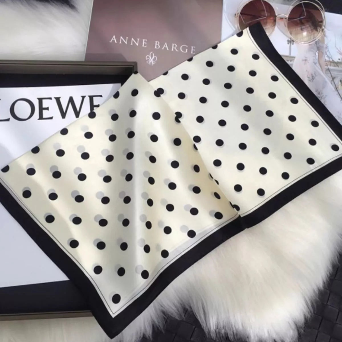 Elegant Polka Dot Silk Scarf - Lilixa.store