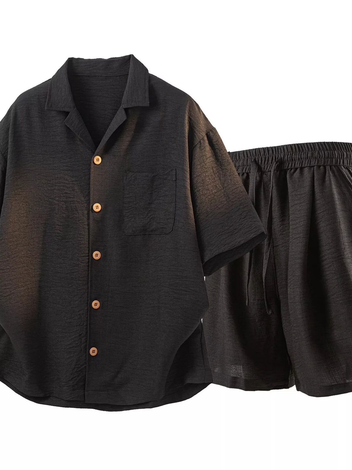 Men's Full Size Button Up Short Sleeve Shirt and Shorts Plus Size - Lilixa.store
