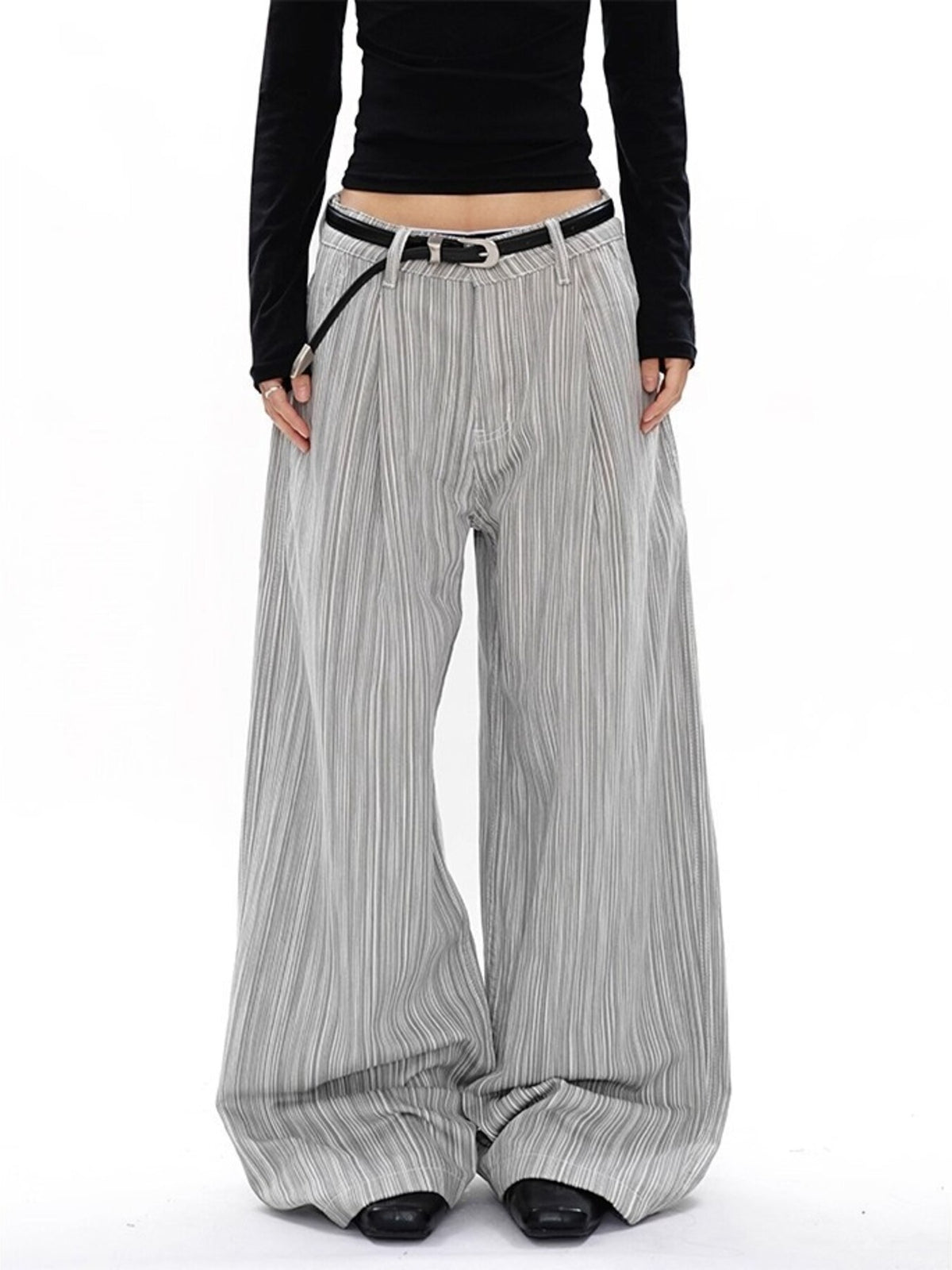 Men's Plus Size Wide Leg Pants in Gray
