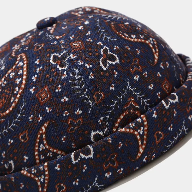 Vintage Paisley Print Brimless Hat - Lilixa.store