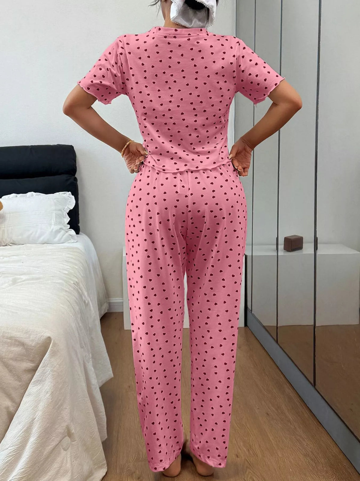 Polka Dot Short Sleeve Top and Shorts Set - Lilixa.store