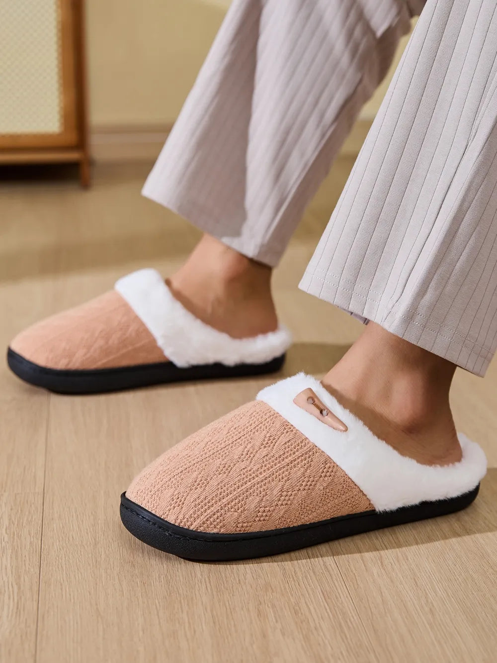 Horn Buckle Furry Texture Flat Slippers - Lilixa.store