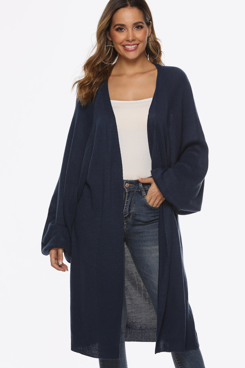 Long Sleeve Open Front Cardigan - Lilixa.store