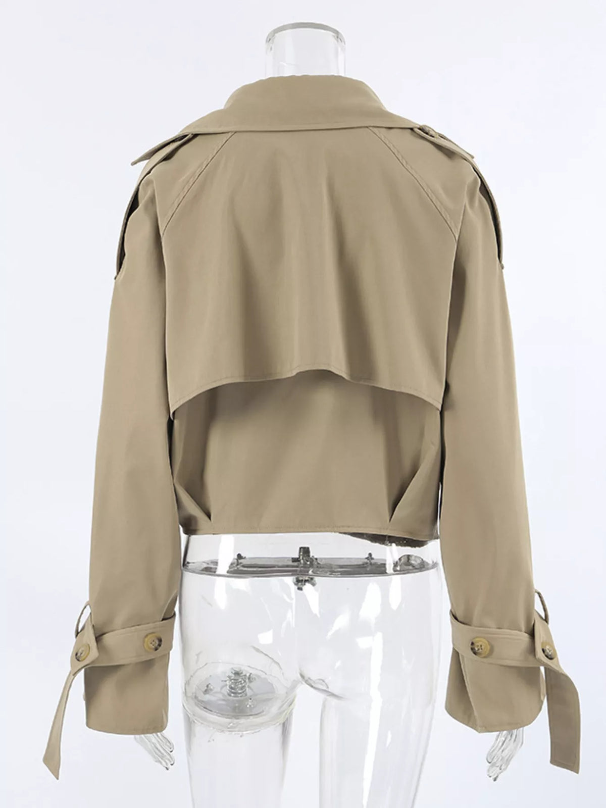 Wide Lapel Cropped Trench Coat - Lilixa.store